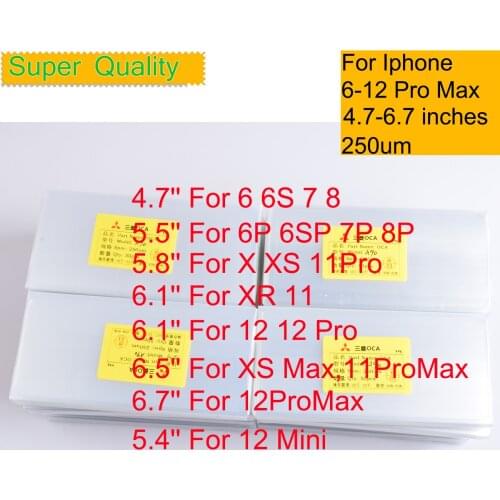 50Pcs/Lot OCA Optical Clear Adhesive for iphone 12 11 X XS Pro Max OCA Glue Screen Film laminating Repair For iphone 6 7 8 Plus