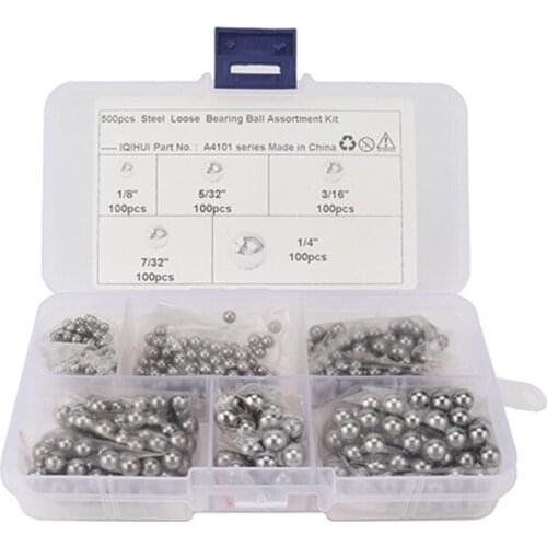 500pcs/lot Assorted Precision Steel Bearing Balls 1/8 5/32 3/16 7/32 1/4 inch Grade 25 G25 Auto Wheel Bearings with Box