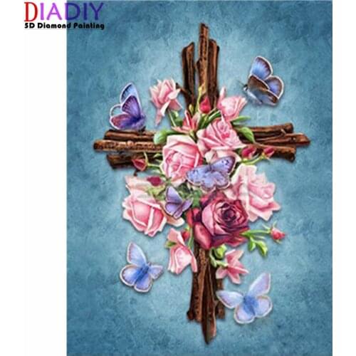 5D Diy Diamond Painting Religious Cross Landscape Diamond Embroidery Jesus Christian Religiou Icons Diamond Mosaic Cross Stitch