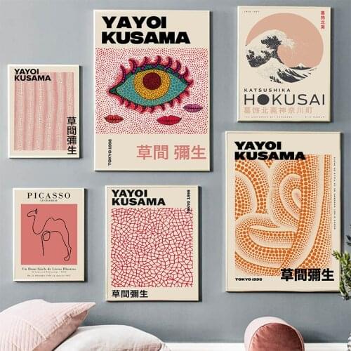 Yayoi Kusama Picasso Abstract Nordic Posters And Prints Wall Art Canvas Painting Wall Pictures For Living Surrealism Room Decor