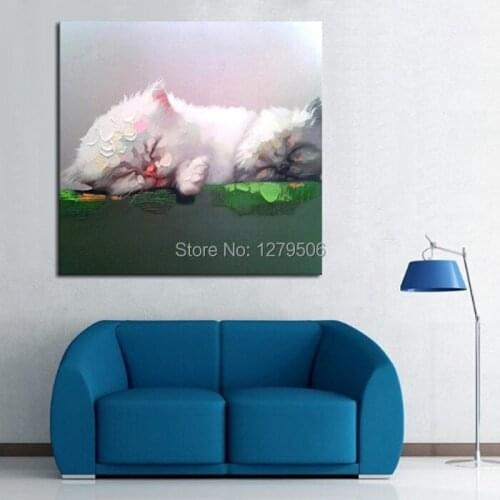 Handmade Abstract Canvas Painting Cat Wall Art Oil Painting Cuardros decoracion For Living Room Decor Hang Group Of Paintings