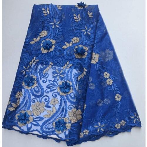 African Lace Fabric High Quality Embroidery french tulle lace fabrics 3D applique French Tulle Lace Fabric With Beads CEA-13