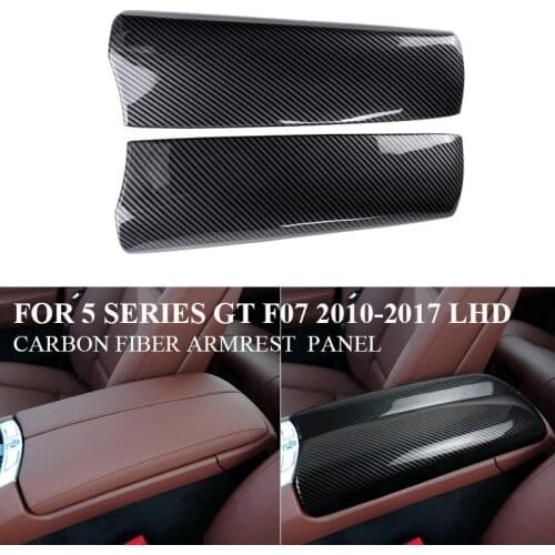 Carbon Fiber Car Armrest Box Panel Cover Trim Center Console Decoration Stickers For-BMW 5 Series GT F07 528I 535I 10-17