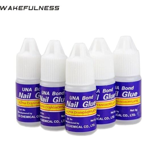 WAKEFULNESS 5Pcs Nail Rhinestones Flat Bottom Acrylic Nail Glue for French False Nails Tips Adhesive Glue Manicure Nail Art Tool