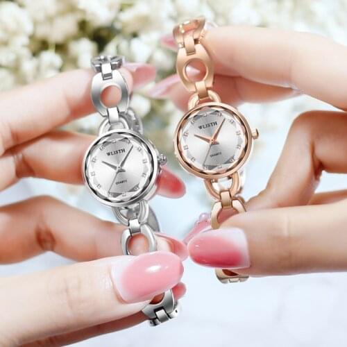 Brand Luxury Watches Small Rose Gold WLISTH Bracelet Stainless Steel Ladies Quartz Wristwatches Fashion Casual Women Dress Watch