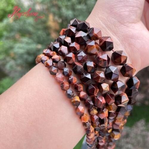 6/8/10/12mm Natural Tigers Eye red Faceted Square Stone Beads For DIY Necklace Bracelet Jewelry Making Strand 15" Free Shipping