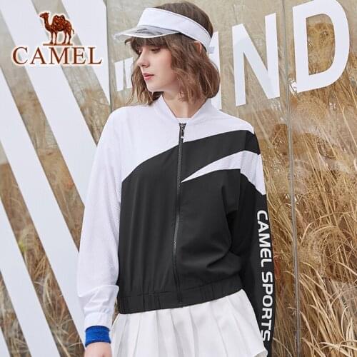 CAMEL Women Sports Jacket Wind Coats Running Casual Baseball Outdoor Quick Dry Loose Tops Winter Windproof