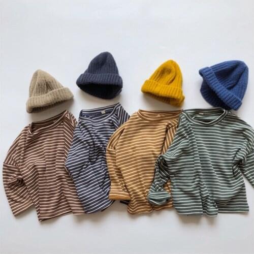 Baby Boys Autumn T Shirt Kids Long Sleeve T-shirt Tops Toddler Boy and Girl Striped Fall Clothes Top Tee Free Dropping Shipping