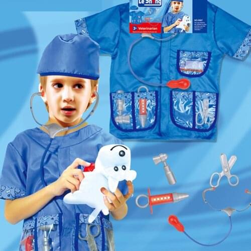 Kids Doctor Cosplay Costume Professional Veterinarian Assembly Decoration Doctor Play Props Children Play House Toy Role Play