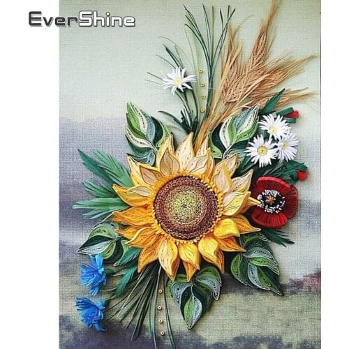 Evershine Diamond Painting Flowers 5D DIY Cross Stitch Mosaic Beads Embroidery Rhinestone Picture Needlework DIY Wall Stickers