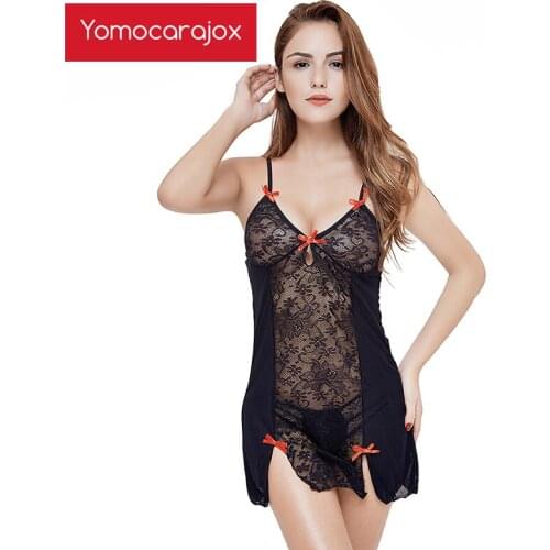 Hot Sexy Lingerie Satin Lace Black Intimate Bow Transparent Sleepwear Robe Sexy Night Gown Sex Products 3 Color S M XXXL 6XL