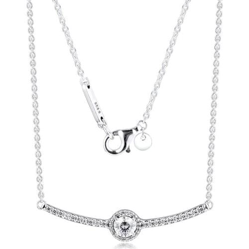 Round Sparkle Necklaces 100% 925 Sterling Silver Jewelry Free Shipping