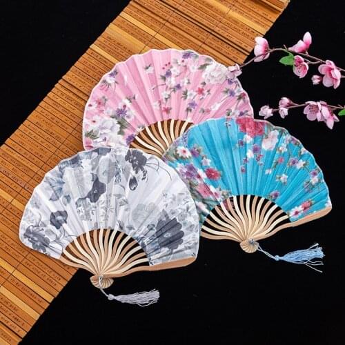Summer Vintage Bamboo Folding Hand Held Flower Fan Chinese Style Dance Wedding Party Pocket Gifts Wedding Colorful Chinese Fans