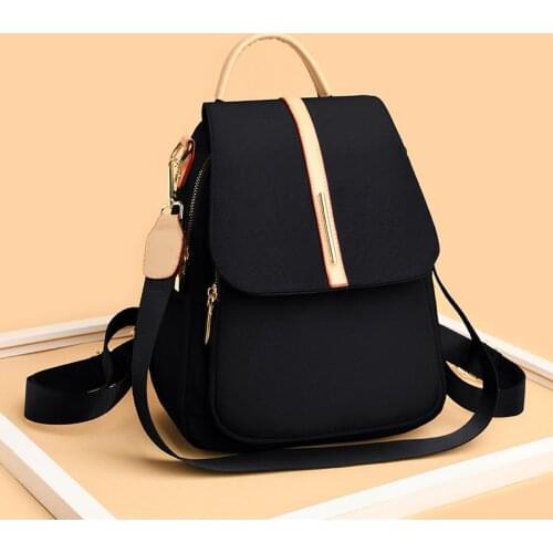 Trendy Textured Oxford Cloth Backpack for Women Clamshell Waterproof Teenager Backbag Simple Elegant Wild Packbag for School Sac