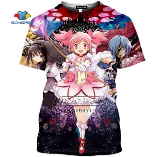 Anime Puella Magi Madoka Magica Kawaii Girl Kaname Madoka 3D Printed Mens T-shirt Harajuku T shirt Men Casual Hip Hop Tshirt