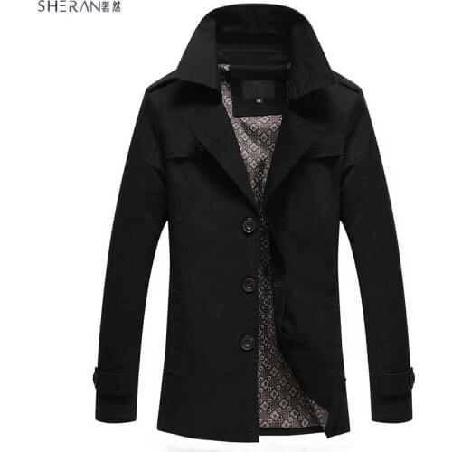SHERAN Mens Jackets And Coats 2018 Long Section Fashion Trench Man Coat Slim Jackets Casual Men Casual Fit Overcoat Outerwear
