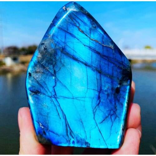Natural Crystal Moonstone Raw Gemstone Ornament Polished Quartz Madagascar Labradorite Handicraft Decorating Stone Healing