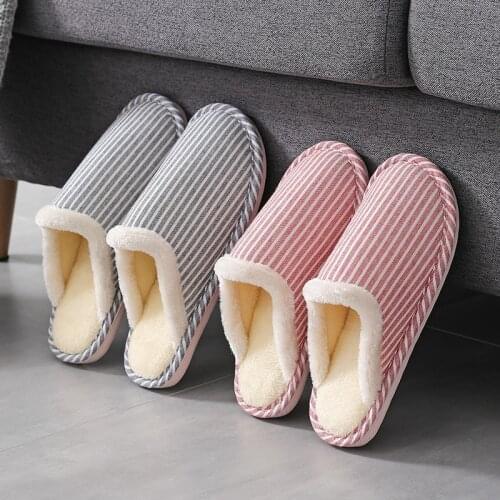 Japanese style Autumn Winter Slipper For Women Warm Striped Light weight house Slippers lady Indoor home wooden floor shoes