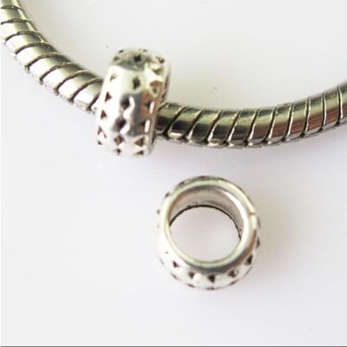New 60Pcs Tibetan Silver Round Spacer Beads fit European Charm Bracelets 8mm