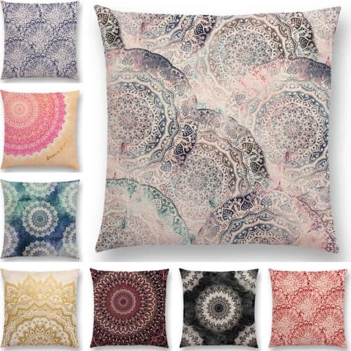 New Dreamy Rainbow Boho Beautiful Flower Gorgeous Floral Mandalas Fantasy Moon Stars Prints Cushion Cover Throw Pillow Case