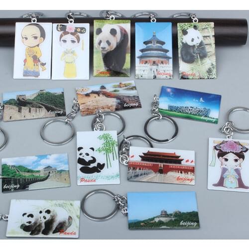 Wholesale 10PCS Beijing City Special Souvenir Great Wall Tiananmen Temple of Heaven Temple Panda Emperor Keychain