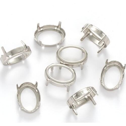 XIAOPU Oval Empty Rhinestone Claws Hollow Out Sew On Stones Silver Golden Color Rhinestone Base Sewing Crafts Accessories