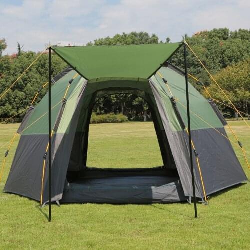 Ultralarge 5-8 Person Automatic Camping Tent Dual Layer Mongolian Hexagonal Yurt Summer Tent Tourist Gazebo Marquee Pop Up Tent