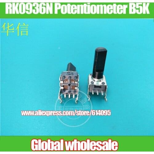 10pcs RK0936N Rotary Potentiometer B5K / Horizontal Single Potentiometer / Handle Length 18MMF