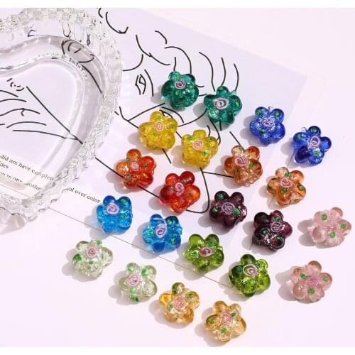 Retro silver powder colored glaze irregular flower beaded DIY handmade ear jewelry bracelet necklace accessory material