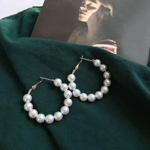 Imitation Pearls Big Hoop Earrings Beautiful Fashion 2020 Earrings Women