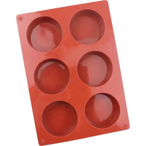 Silicone 6-Cavity Baking Mold Round Shape Chocolate Muffin Mousse Cake DIY Mould Dessert Tray Oven Safe Cake Molds Making Tools