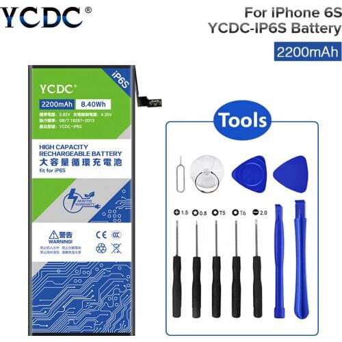 2200mAh replacement battery For iphone 6s battery Rechargeable Lithium Battery for iphone 6S 6 s Phone Batteries + repair tools