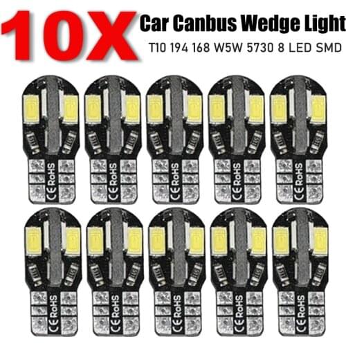 T10 194 168 W5W 5730 8 LED SMD Light Bulbs for Car Interior Canbus Car Side Wedge Lights Indicator Reading License White Lamps