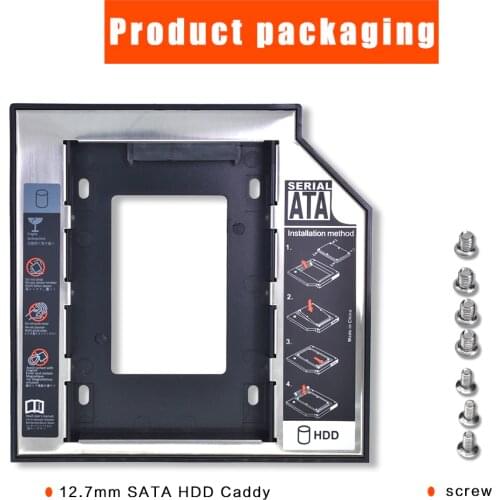 TISHRIC Universal 9.5mm/12.7mm SATA Notebook Optical Drive Bracket Optibay HDD Caddy/Case for 2.5" SSD Hard Disk Enclosure
