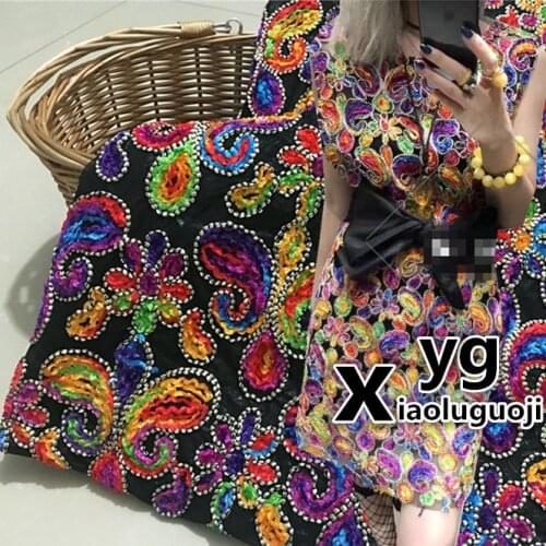 High quality Mesh lace fabric 3D Colored embroidery fabric Transparent mesh fabric for dress DIY patchwork