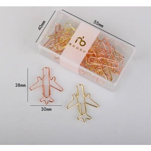 12 pcs/lot golden airplane shape paper clip material escolar bookmarks for books stationery school supplies papelaria child e20