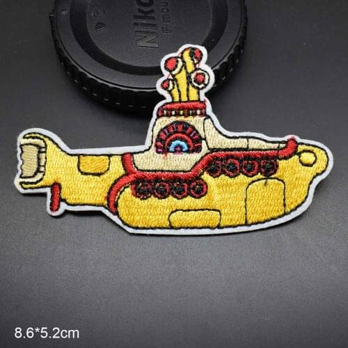 Yellow Boat Submarine Iron On Embroidered Clothes Patches For Clothing Stickers Garment Wholesale