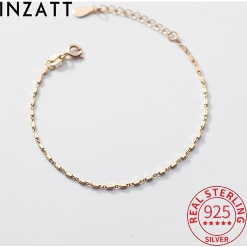 INZATT Real 925 Sterling Silver Square Bead Chain Minimalist Bracelet For Women Classic Fine Jewelry Accessories Drop Shipping