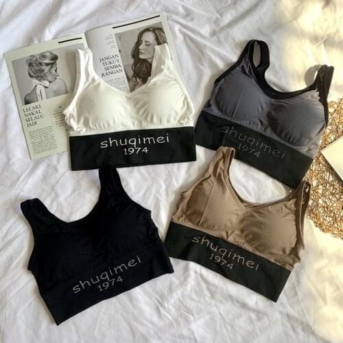 Women Cotton Underwear Sexy Letter Bra Women Sports Bra Running Lingerie Women Tube Top Brassreie FemaleCrop Top Fashion Tank Up