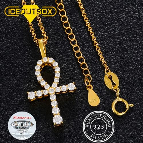 Trendy Cross Pendant Real Moissanite 925 Sterling Silver Necklace Diamond Test Passed Fine Jewelry Woman Girl Exquisite Wedding