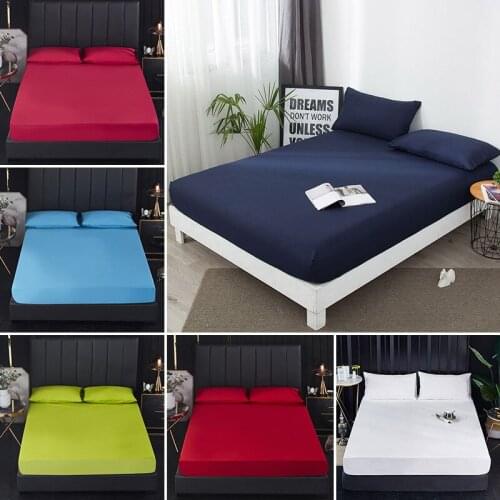 1PC Waterproof Mattress Cover Fitted Bed Sheet Pad Protector Solid Color Bedspread Queen/King Twin Mattress Cover Protector