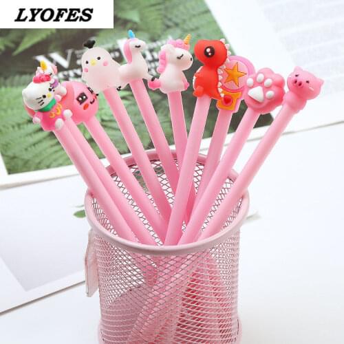 10Pcs/lot Christmas elk Unicorn Rotating Head Gel Ink Pen Promotional Gift Stationery School & Office Supply cute pens penguin
