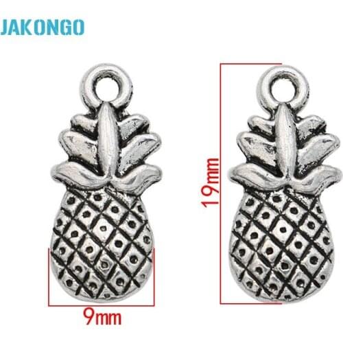 15pcs Tibetan Silver Plated Zinc Alloy Pineapple Charms Pendants for Jewelry Making DIY Handmade Craft 19x9mm