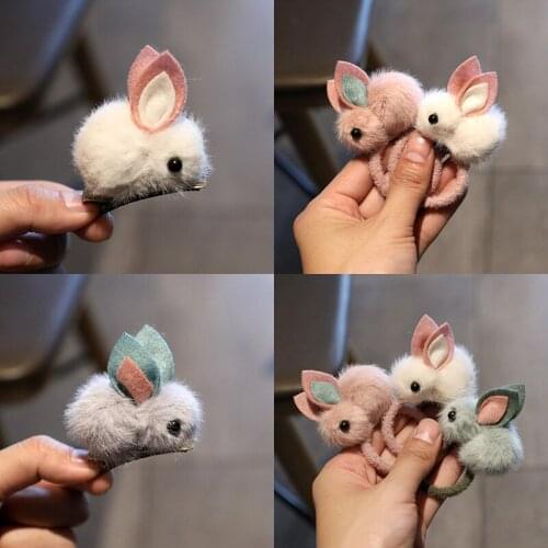 20 PCS/LOT, Easter Bunny Ear Hair Clips, Baby Rabbit Elastic Hair Ties, Kawaii Bunny Hairpins Kids Hair Accessories