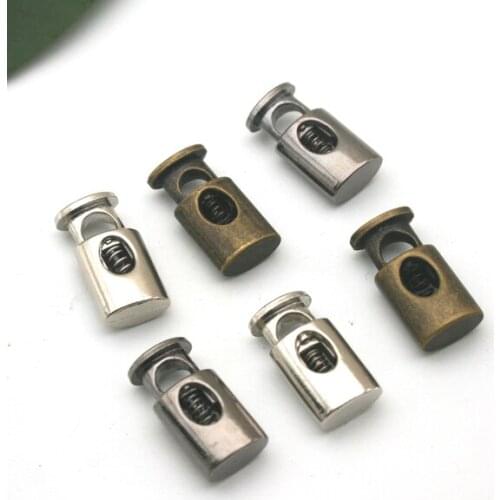 30pcs/lot oval metal alloy stoppers toggle cord locks Drawstring lock with hole silver nickle STP-004