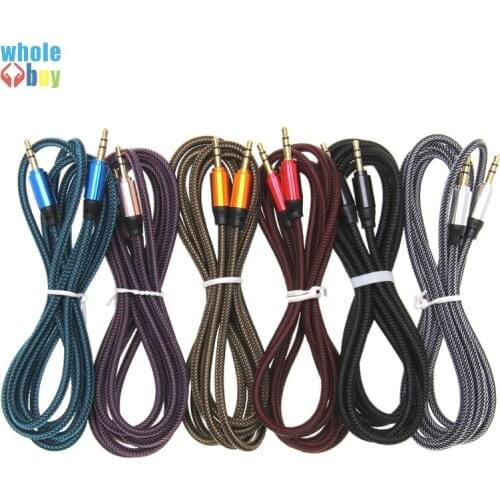 300pcs/lot Audio Cable 1.8M Gold Plated Jack Male To Male 3.5mm Jack Car Fishnet Aux Cable for Mobile Phone Tablet Notebook DVD