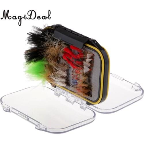 72pcs Dry / Wet Fly Fishing Lures Assorted Fly Flies Kit Bass Trout Fly Hooks 10# 12# 16# with Double Side Fly Box