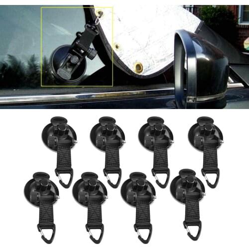 8Pcs/Set Universal Black Boat Car Side Awning Strong Suction Cup Anchor Securing Hook Tie Down Camping Tarp