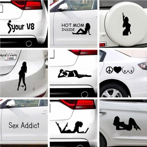 Car Stickers decor Motorcycle Decals Funny Sexy Lady Woman Off Decorative Accessories Creative Sunscreen Waterproof PVC