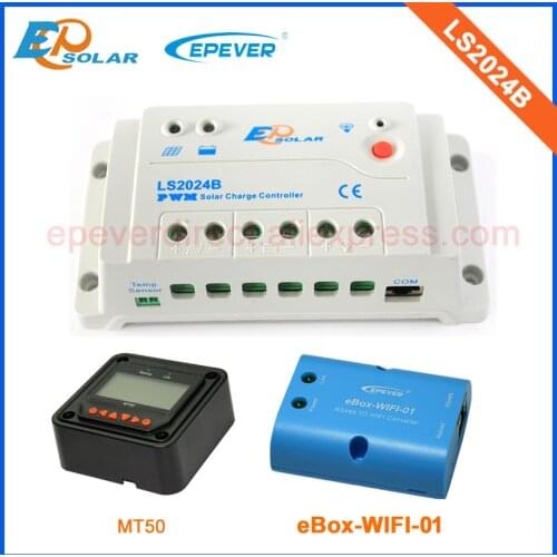 Free Shipping PWM EP series New generation controller LS2024B 20A 24V charger battery MT50 remote Meter 12V/24V automatic work